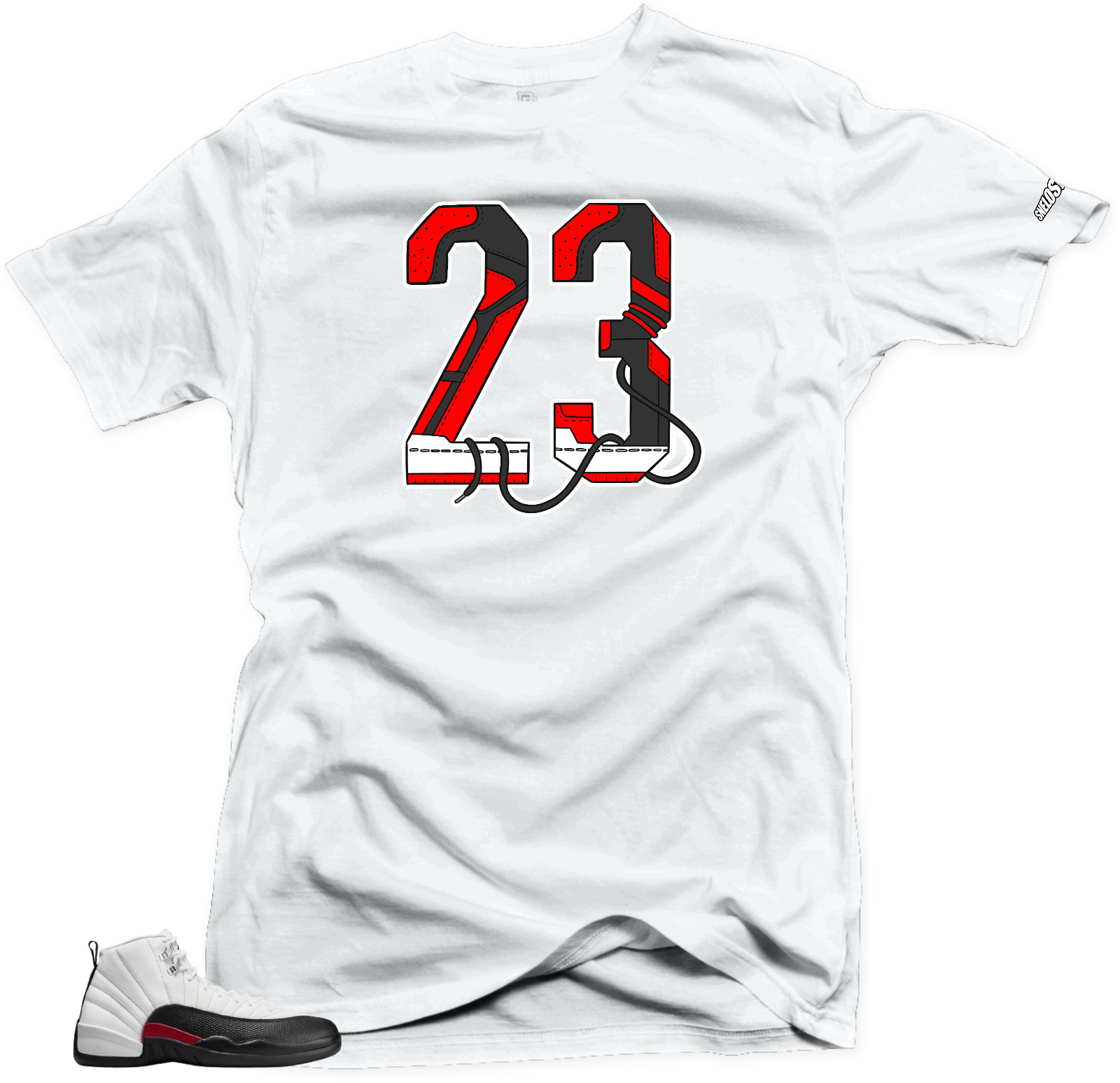 Shirt To Match Jordan 12 Red Taxi – Snelos 23 (Red)-White Tee