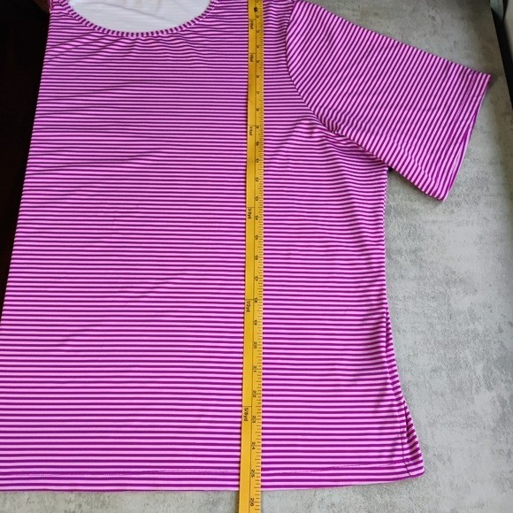 Land’s End Pink Striped Top Sweat Wicking Women Plus 2X Outdoors Workout Walking