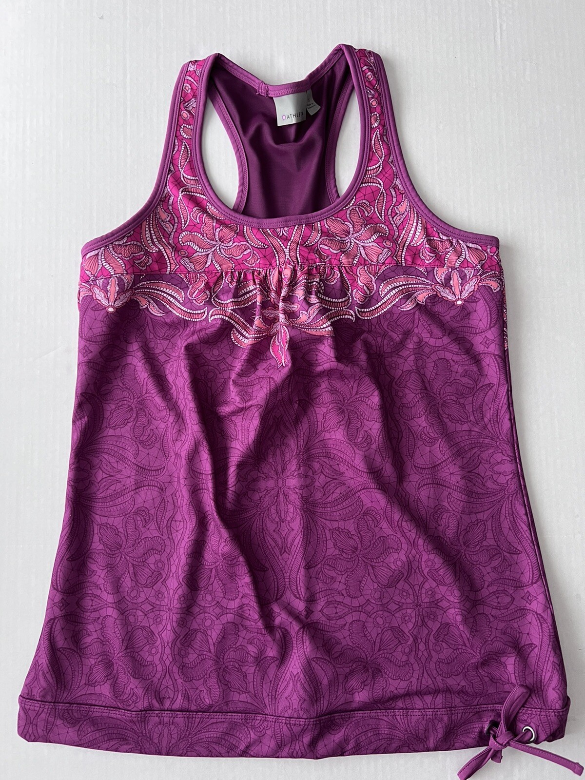 Athleta Tinker Tank Top Women’s Small Pink Paisley Racerback 413912 Yoga Workout