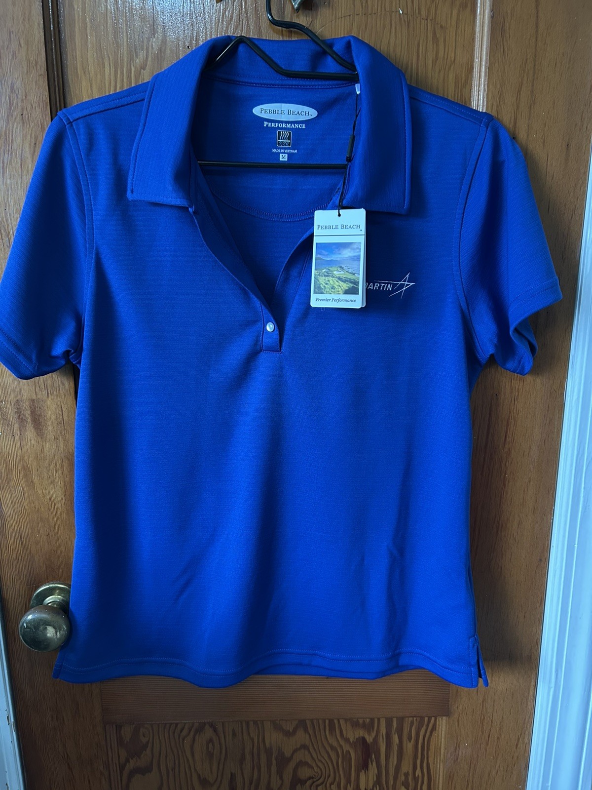 Pebble Beach Women’s M blue Golf Polo Shirt Short Sleeve Performance NWT