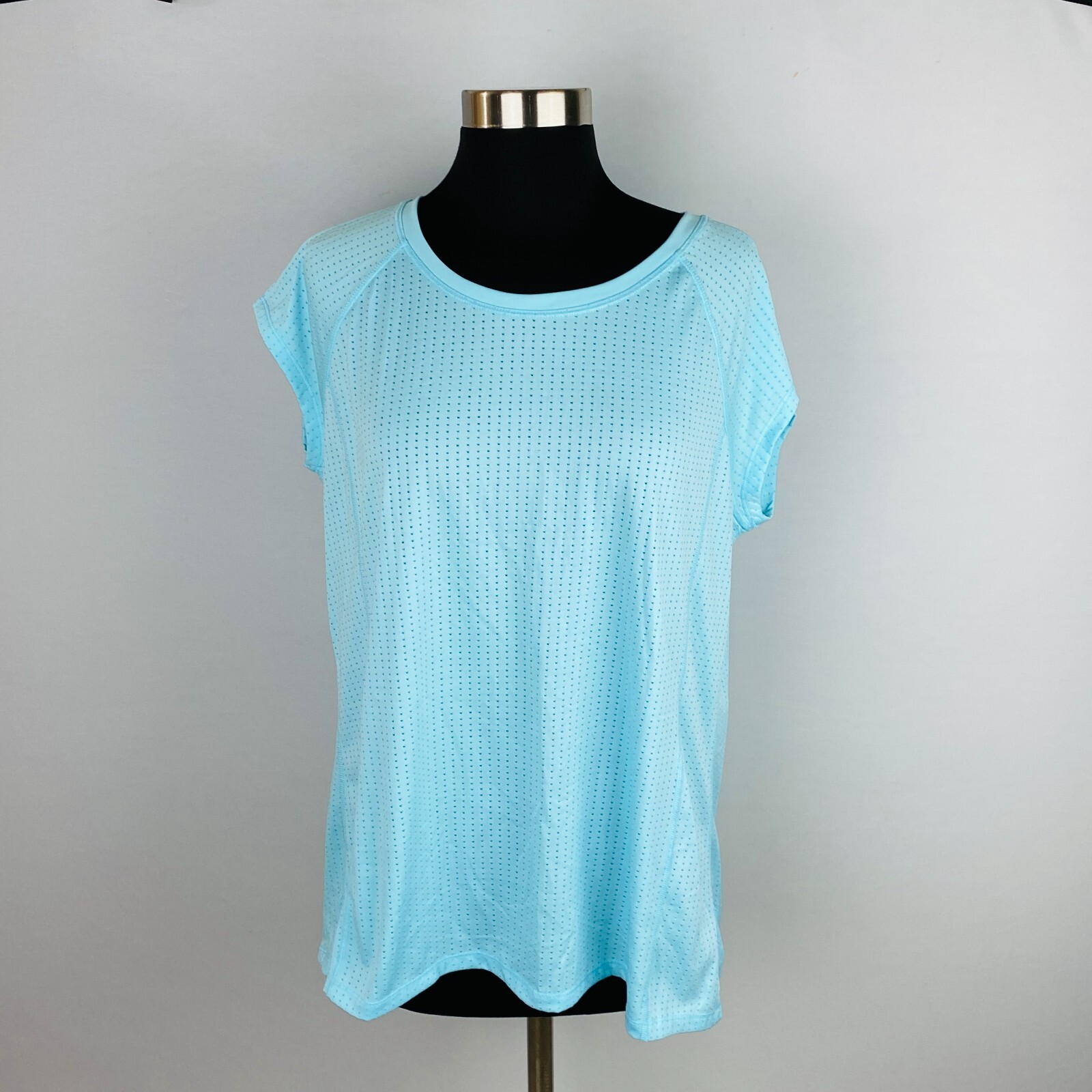 Champion Top Womens Athletic Workout Blue Breathable Cut Out Back XXL Plus