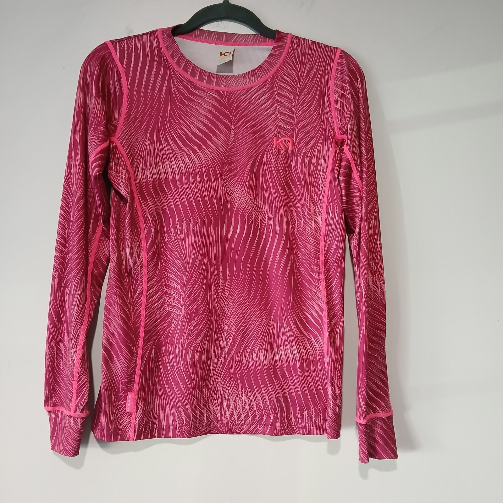 Kari Traa Pink Long Sleeve Base Layer Hiking Crew Neck Women Sm Athletic Outdoor