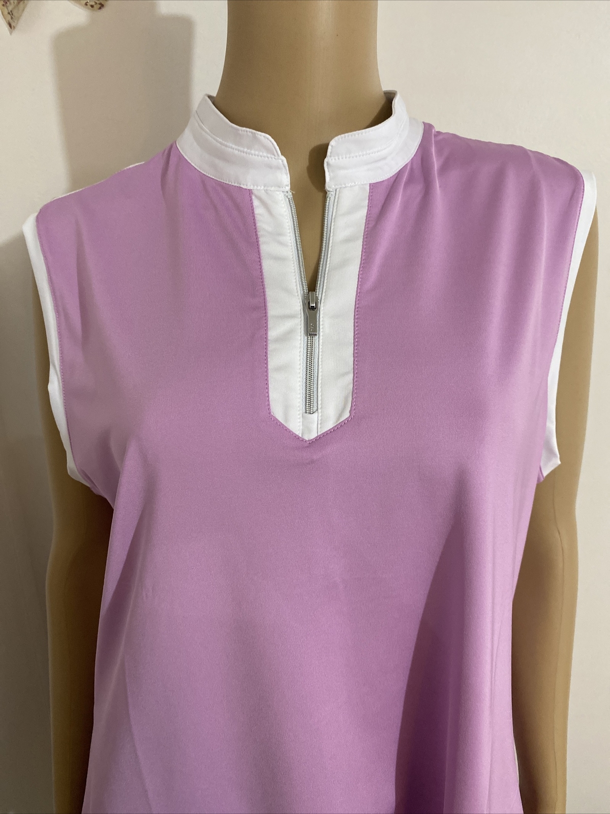 NIVO Performance Sleeveless Zip Placket Mock Neck Top Size XL Violet Women’s