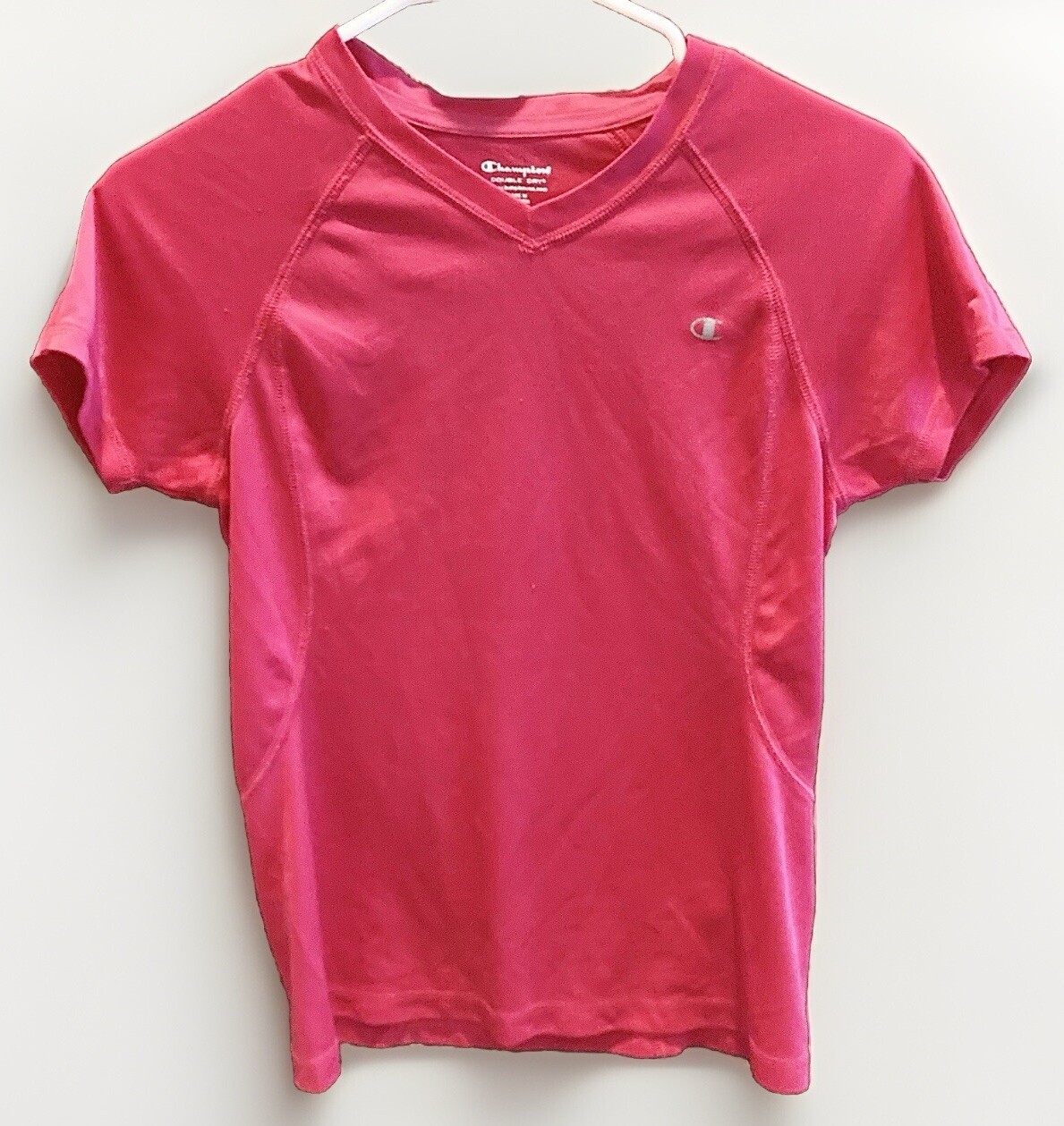 Champion Womens Small Pink – Double Dri Fit Short Sleeve Shirt – Logo Athletic