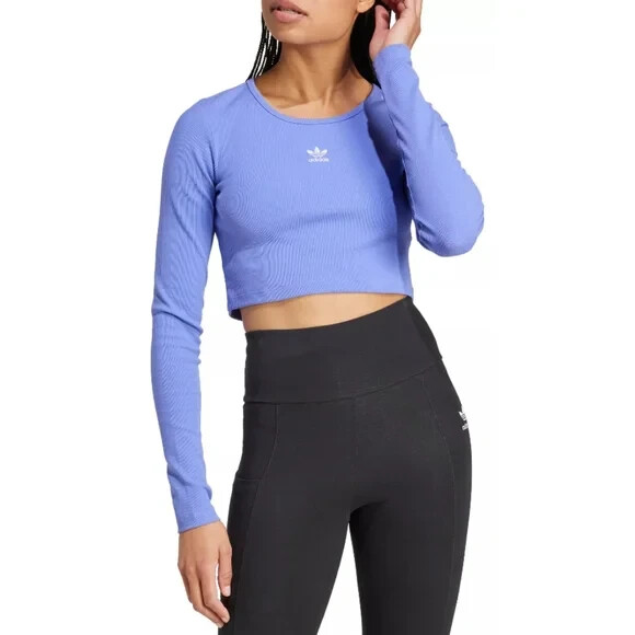 adidas Originals Essentials Ribbed Cropped Long-Sleeve Top NWT XL
