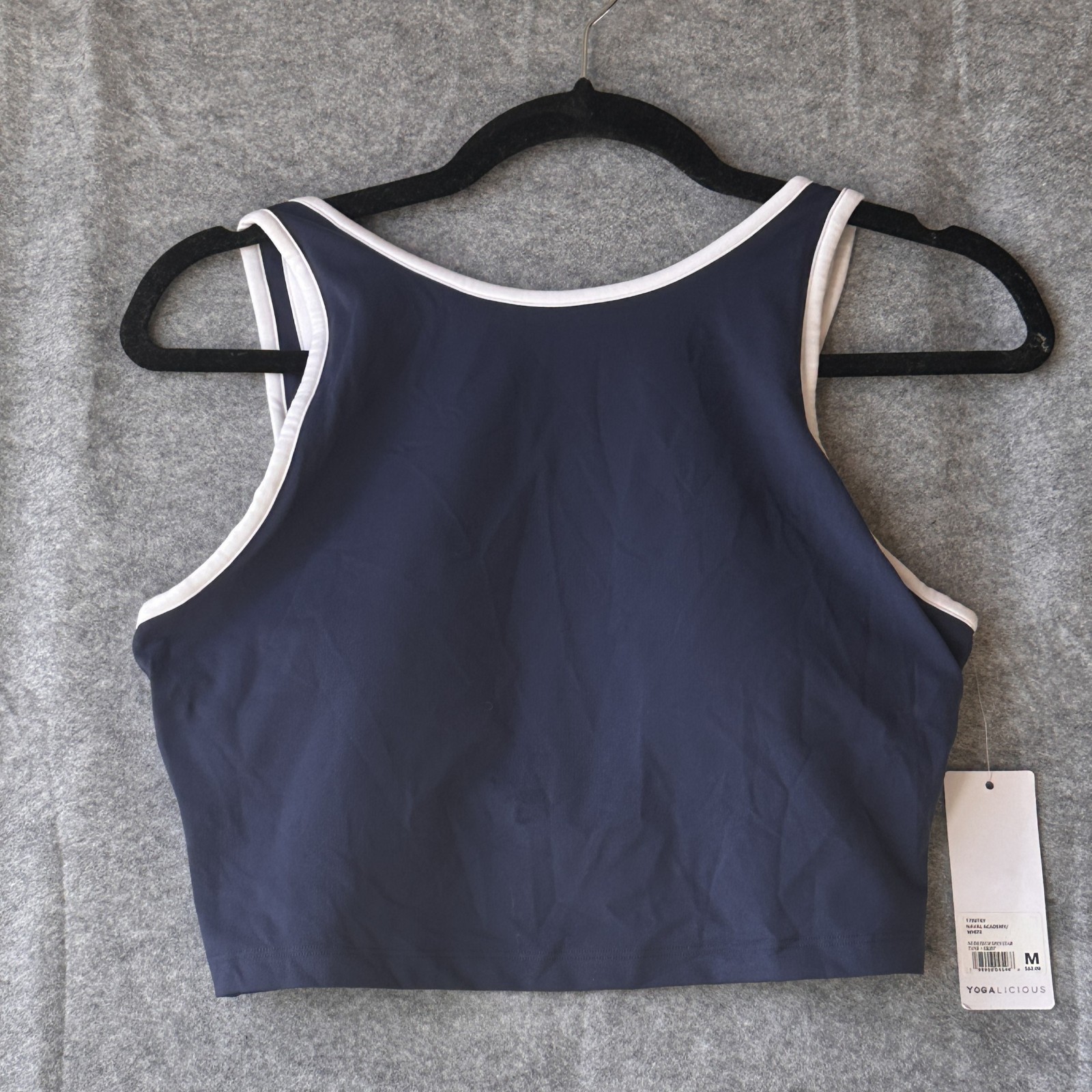 Yogalicious Women’s Navy Crop Tank Sports Bra Top Size M Built In Bra Activewear