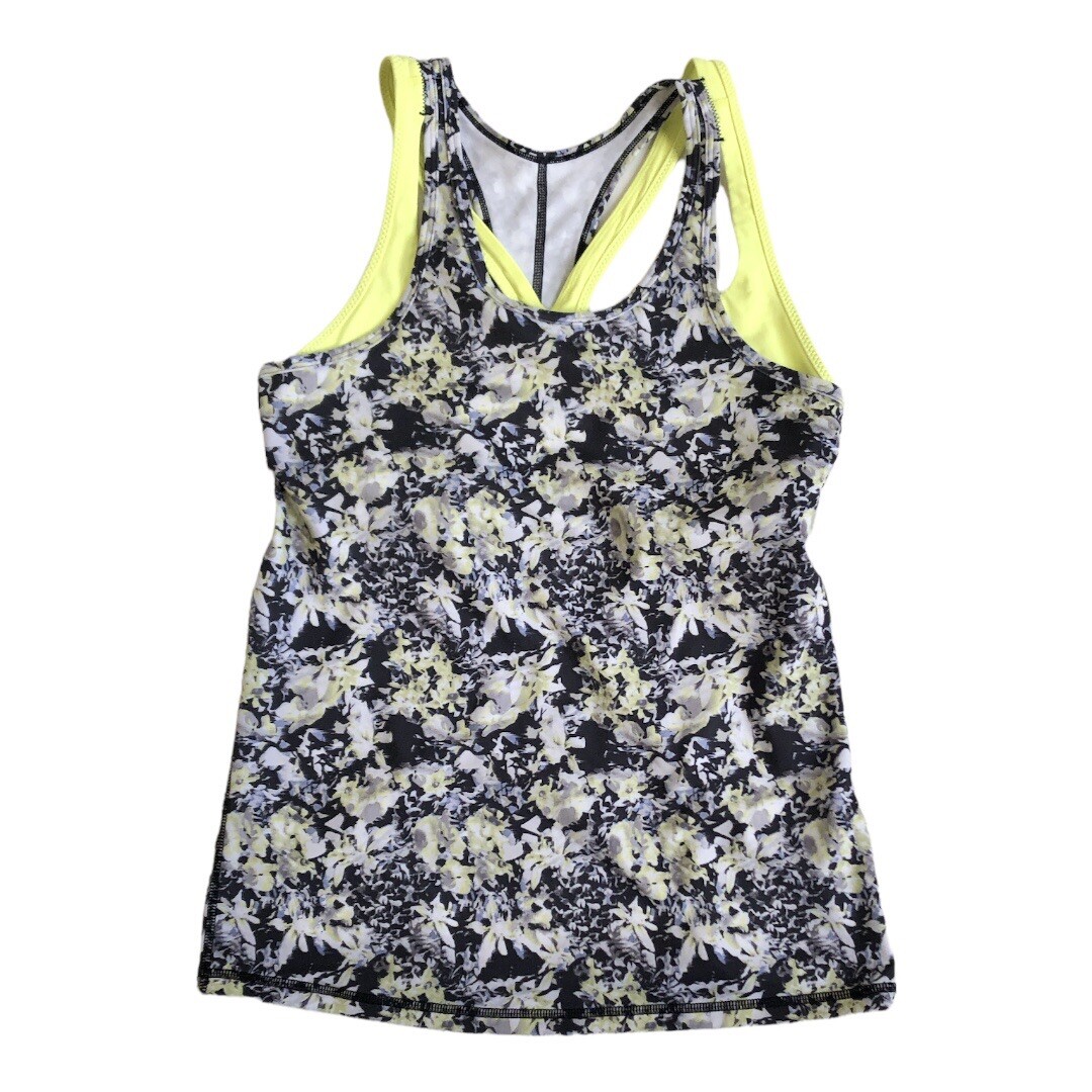 Lululemon SIZE 8 Black Yellow Floral Inspiration Tank