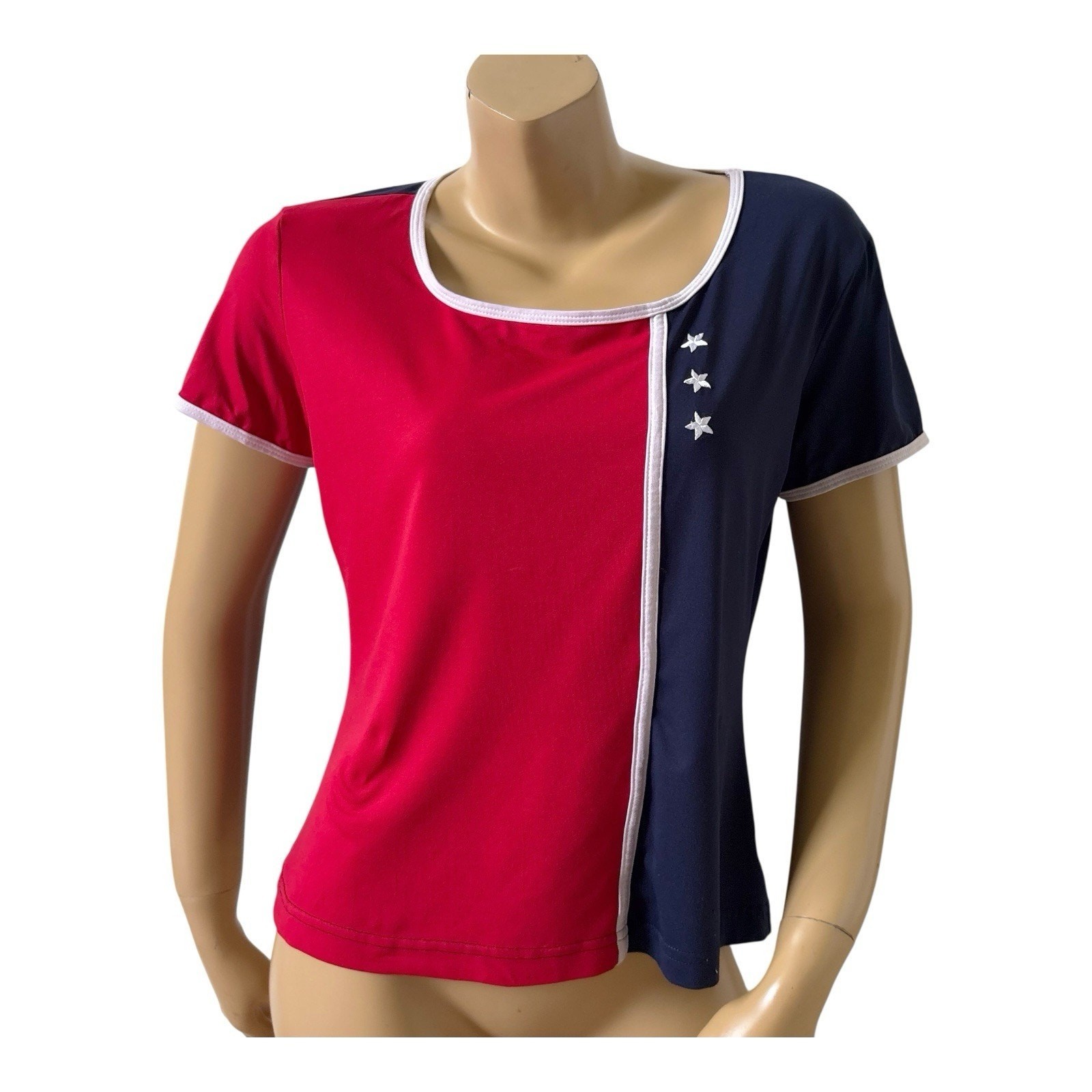 Lily’s of Beverly Hills Active Top Womens Large Patriotic Red White Blue Stars