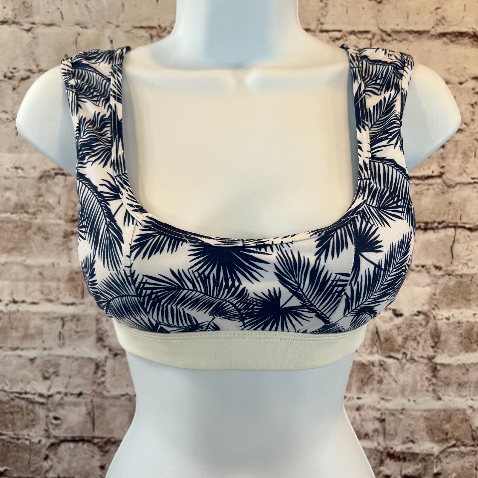 Khongboon Womens Blue Hawaiian Padded Atheltic Performance Swim Sports Bra Top M