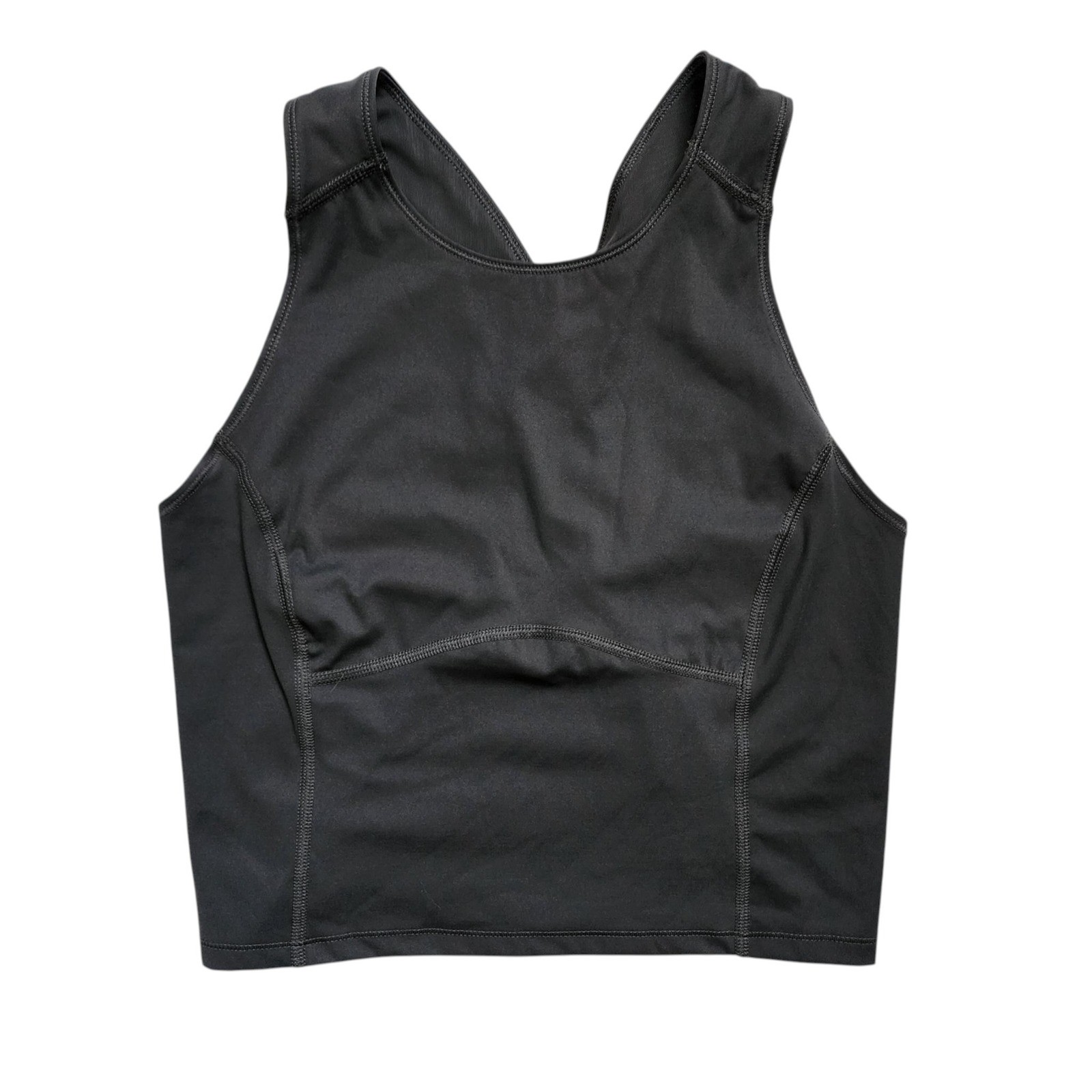 Active Go-Dry Tank Top Womens Small Grey Cross Strap Back Crop Athletic