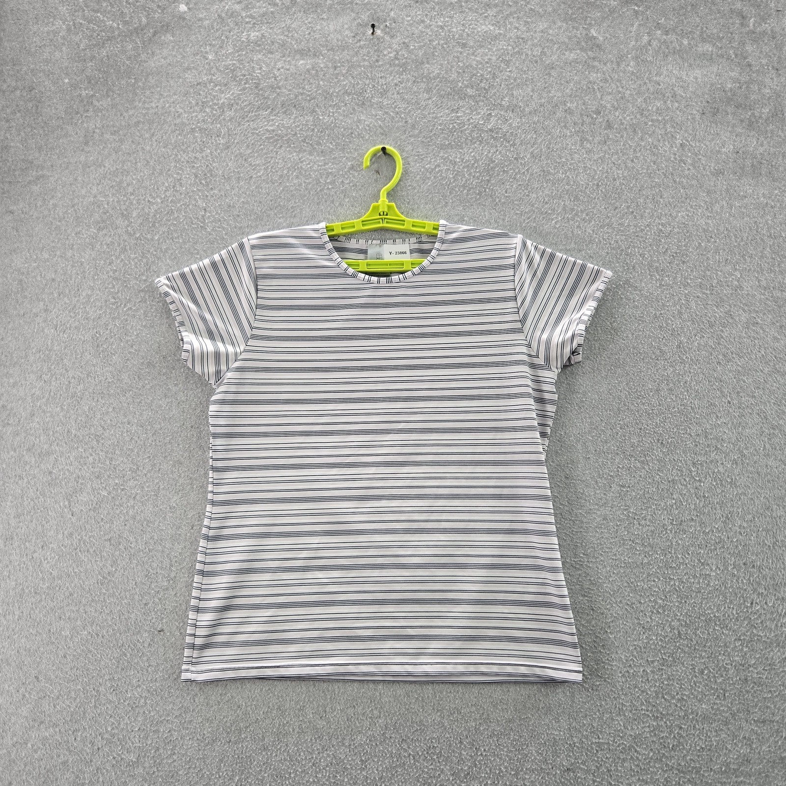 Nike Women Shirt XL (16-18) White Striped Tennis Dri-Fit Activewear