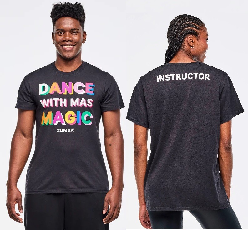 Zumba Crew Neck INSTRUCTOR Unisex Tee ~ Bold Black ~ XS/S M/L XL/XXL ~ New!