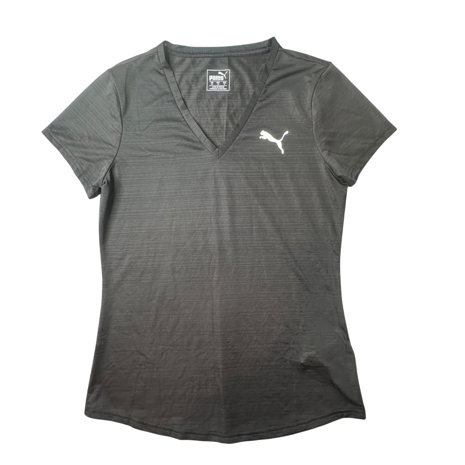 Puma T-Shirt Womens Medium Black 844554-01 V-Neck Short Sleeve Activewear Gym