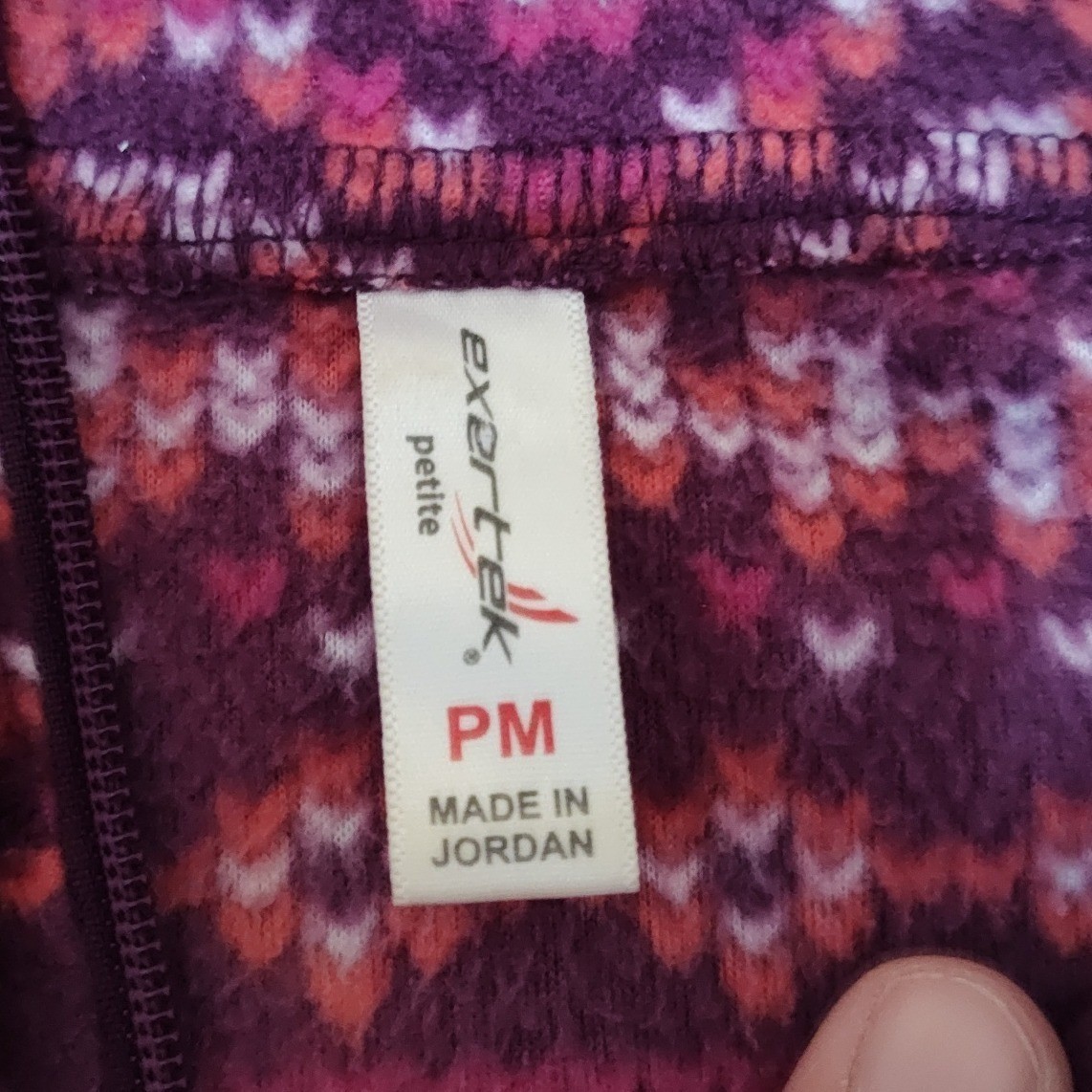 Exertek Womens Petite Medium 1/4 Zip Fleece Pullover Burgundy Fair Isle Size M P