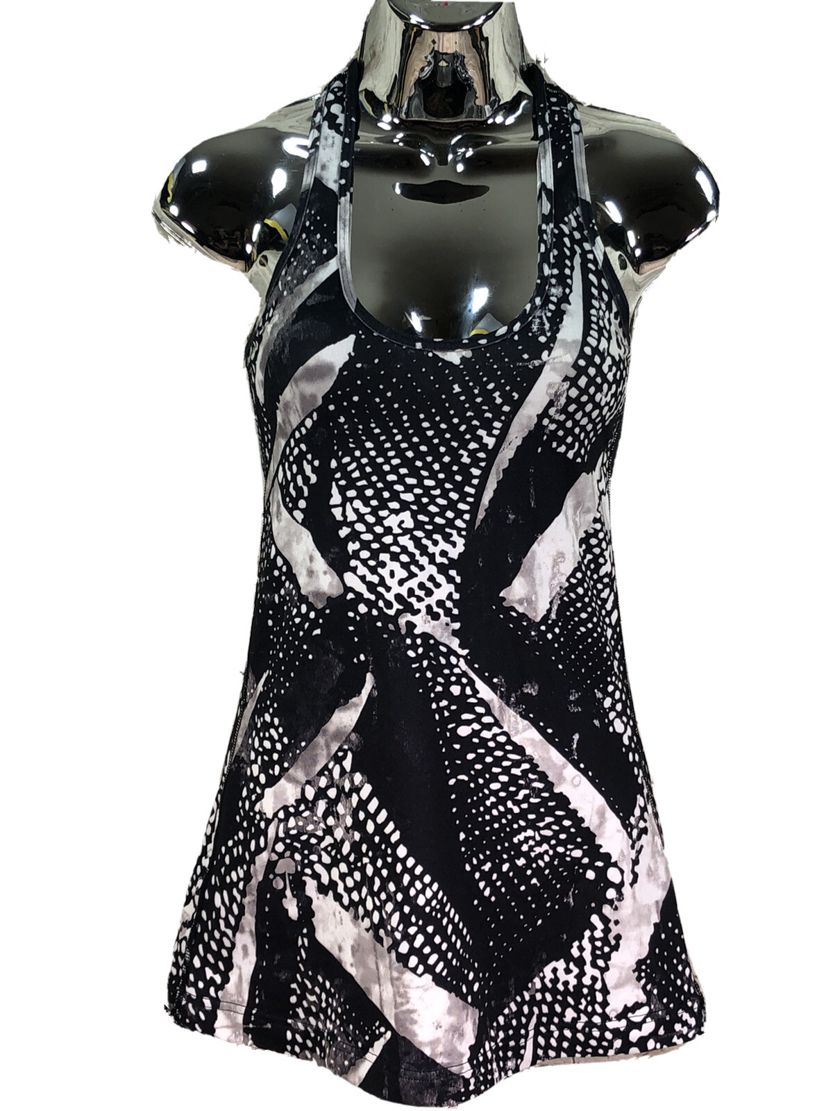Lululemon Cool Racerback tank top versatile printed black white gray sz S