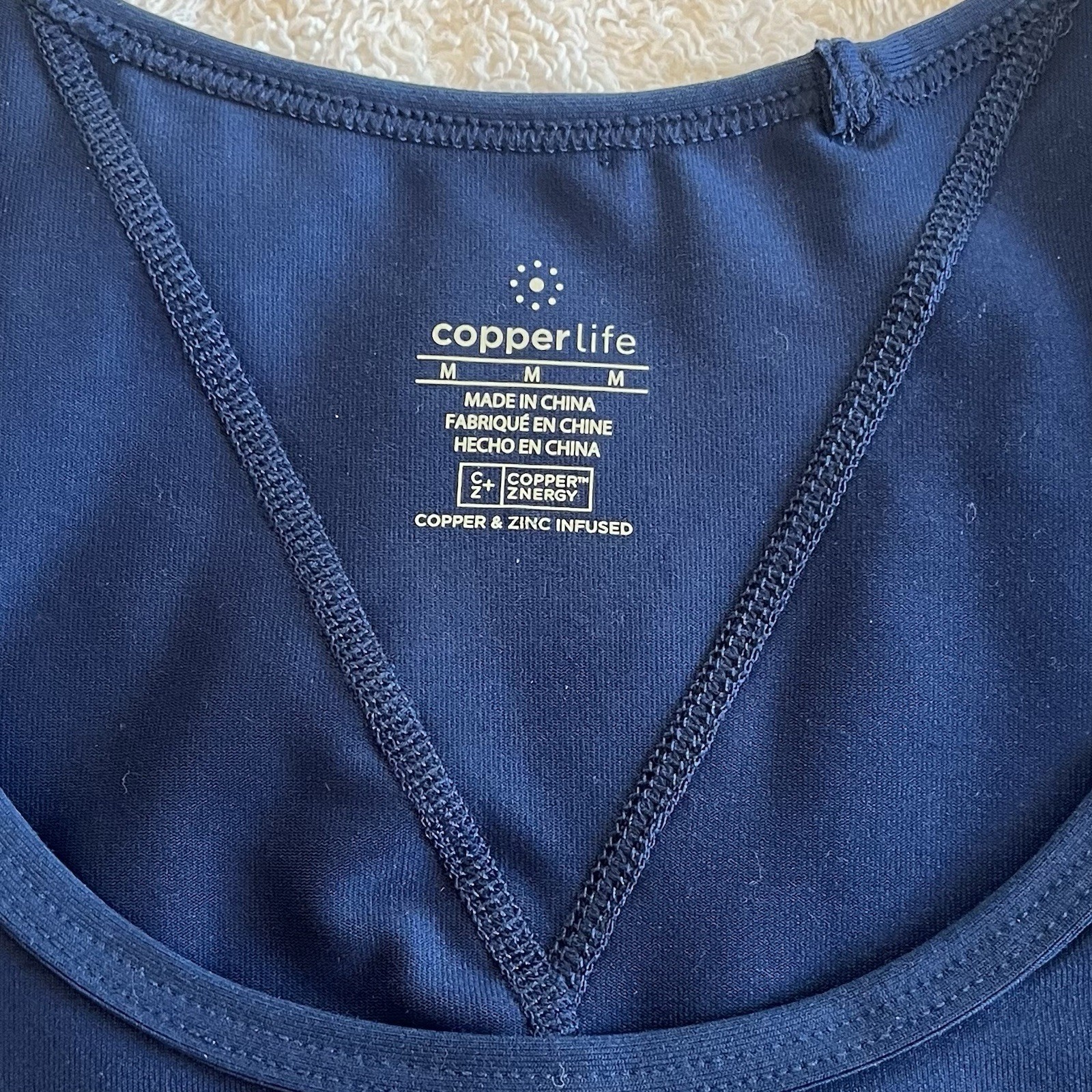 Copper Life Compression Tank Top Shoulder Support Medium Navy & Nude Comfort (2)