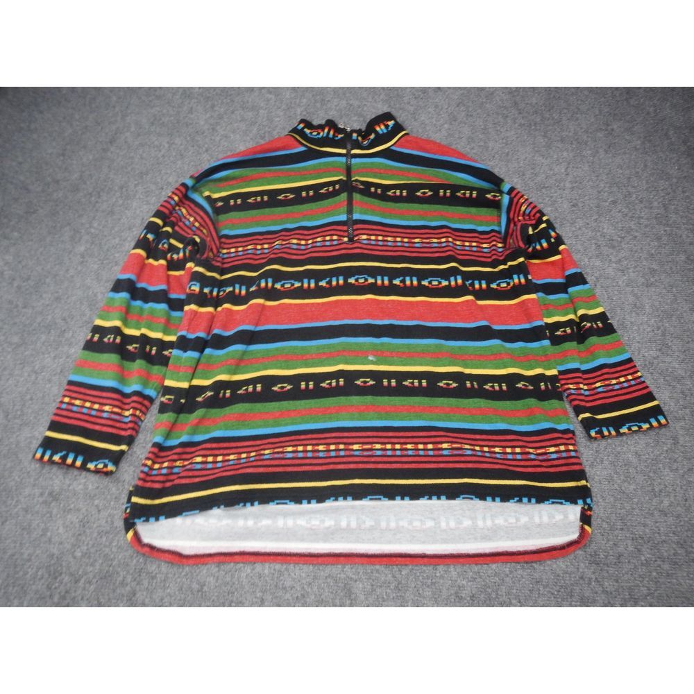 Chaps Quarter Zip Pullover Women’s 2X Sport Colorful Striped Aztec Print *Flaw