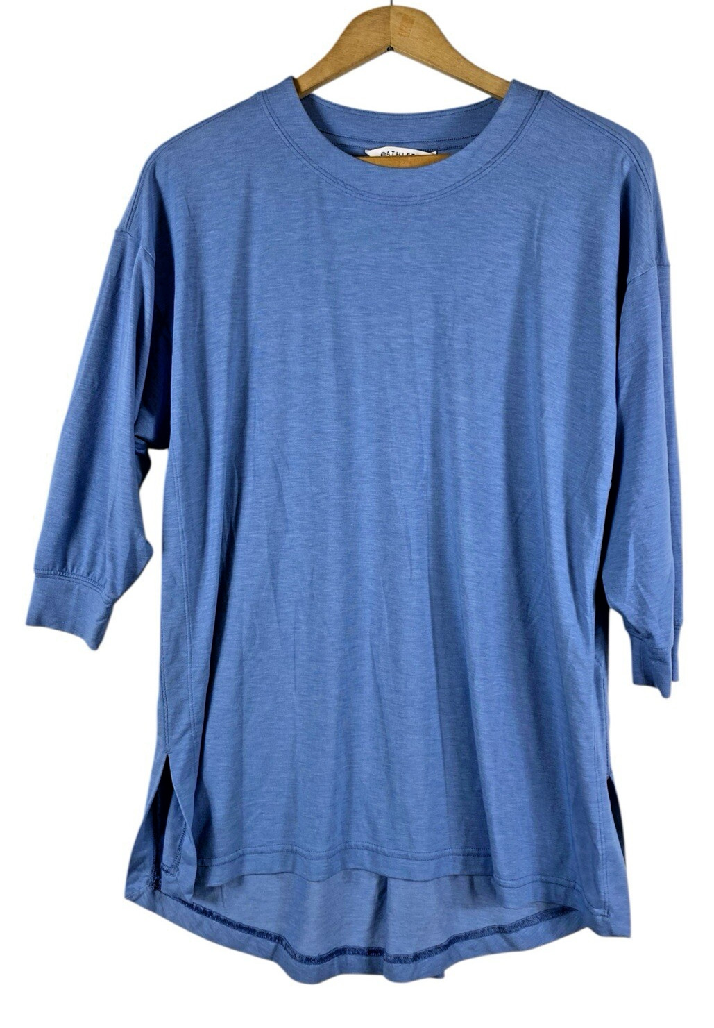 Athleta Inspire Top XS Cottage Blue Hi Lo Tunic Athleisure Walking Coastal Beach