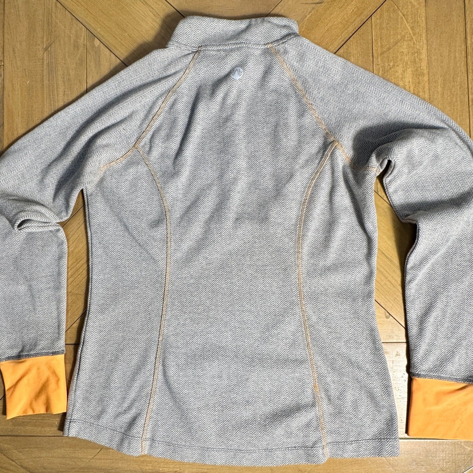 Monetta Gray Herringbone Half Zip Pullover Activewear Athleisure Layer – Large
