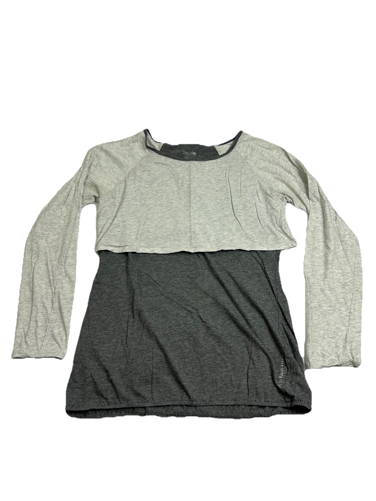 Calvin Klein Performance Tunic Top Womens M Gray Long Sleeve Pima Cotton