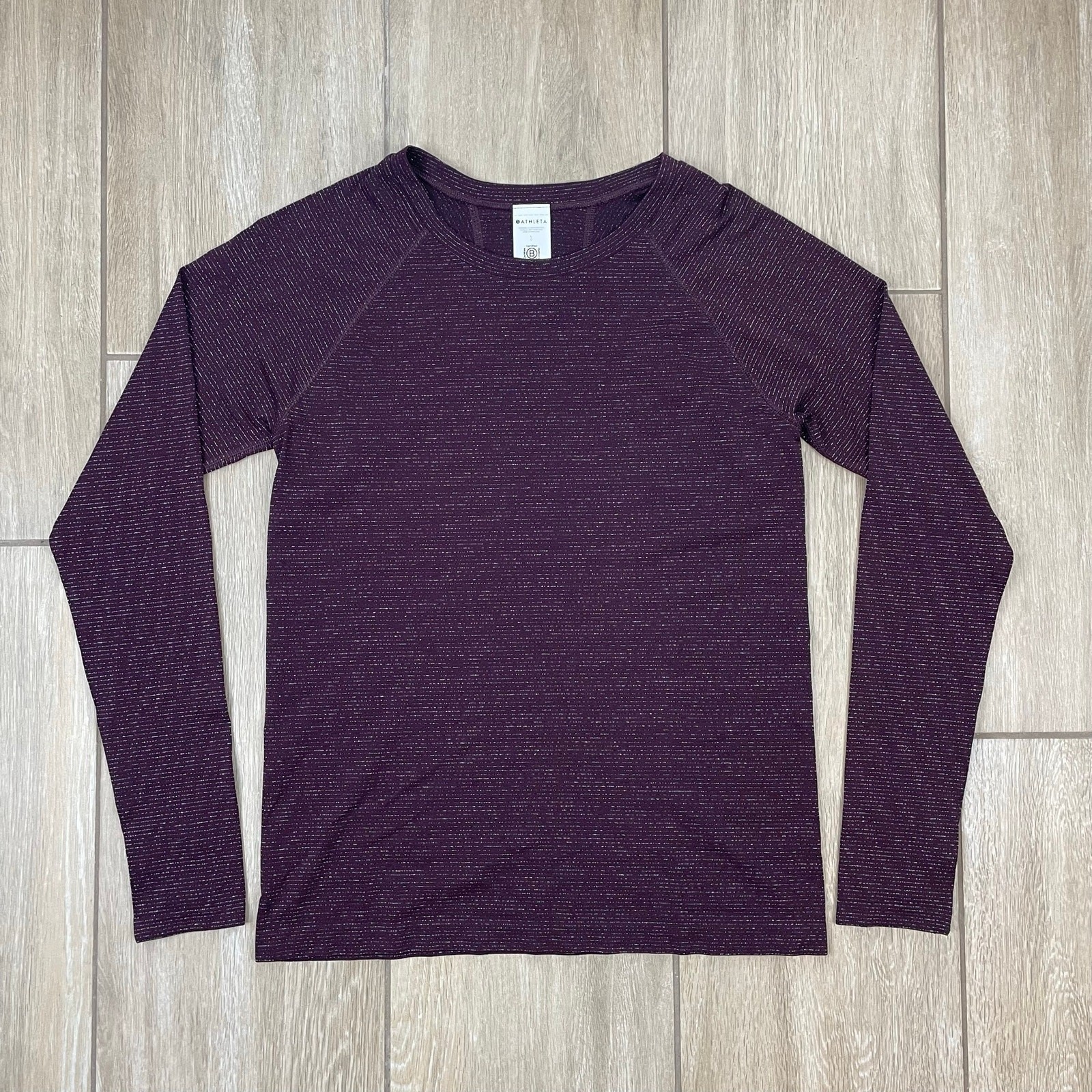 Athleta Momentum Seamless Top Women L Burgundy Long Sleeve Running NWT UPF 40+