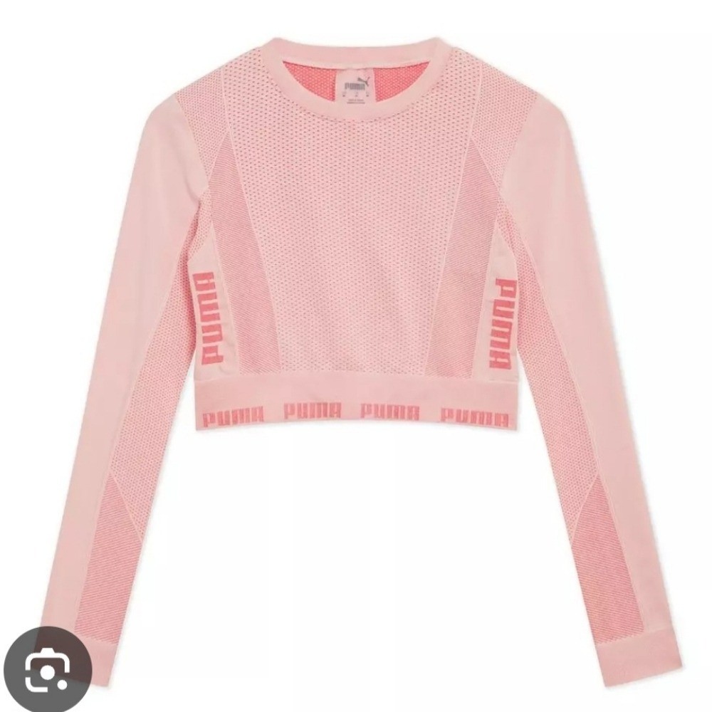 Puma Women’s Evoknit Seemless Long Sleeve Crop Top Light Pink