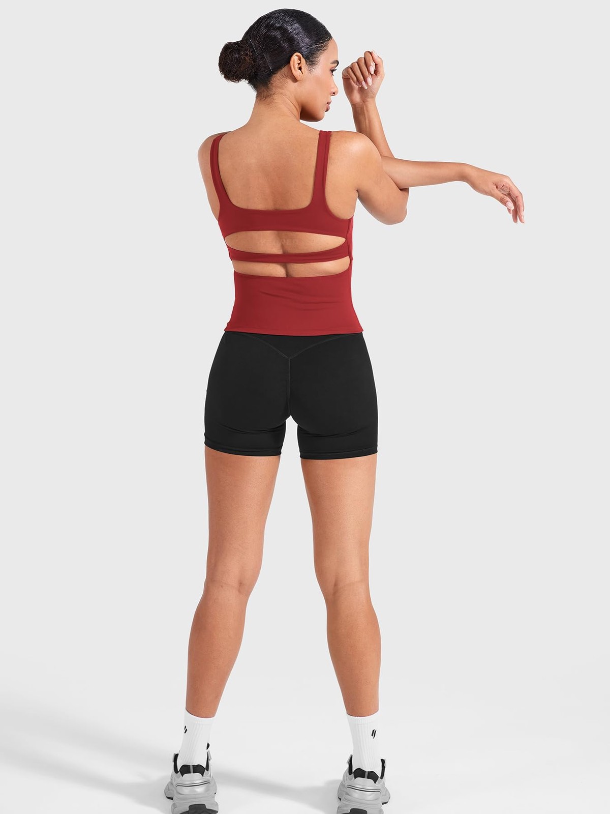 CoreFlex Workout Tank Tops Open Back Built in Bra Top Maroon S