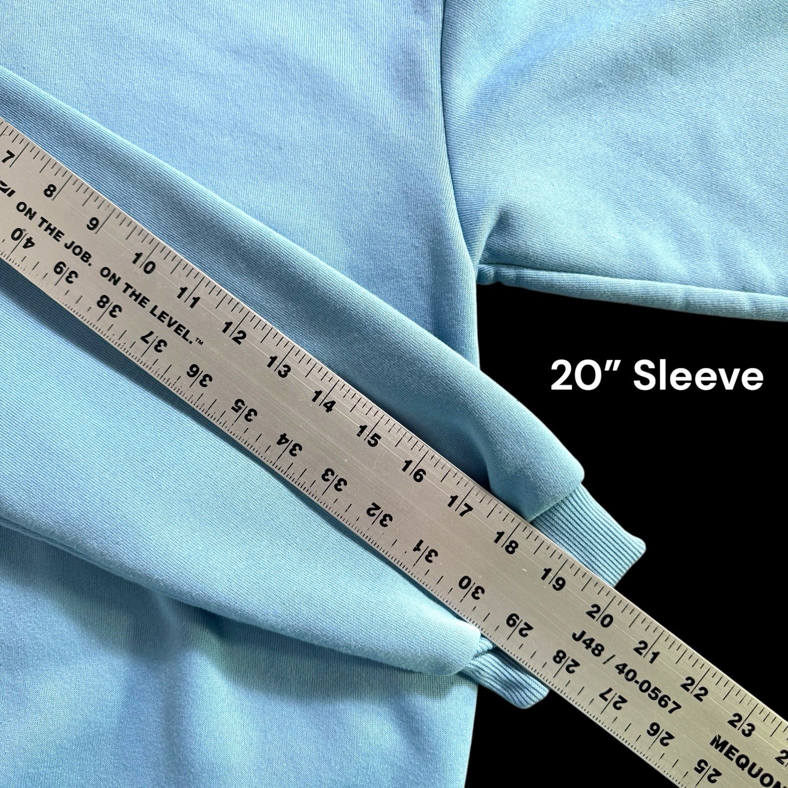 SHEIN Solid Lite Blue Mock Neck Sweatshirt Half Zip Long Sleeve Lightweight Sz M