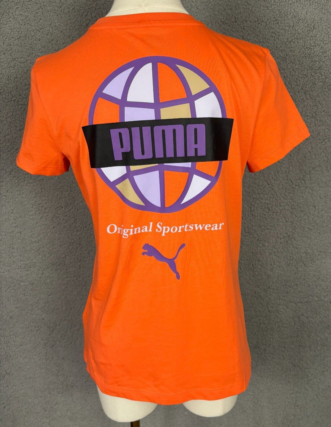 Puma Women’s Classic Crew Neck Trail Mix Logo Tee Shirt Orange Small NWT’s.