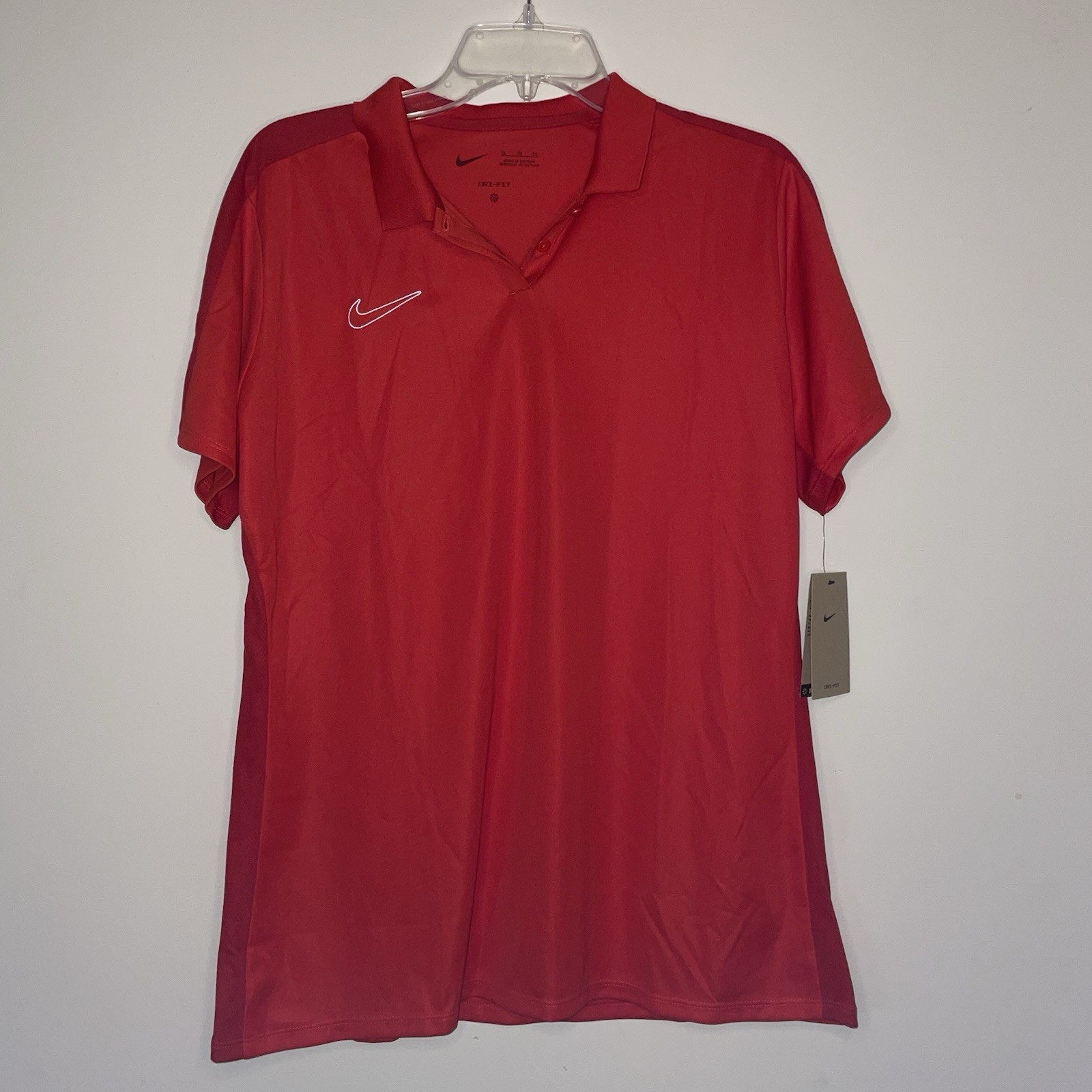 Nike Dri Fit Womens Red XL Mesh Side With White Embroidered Logo Polo NWT