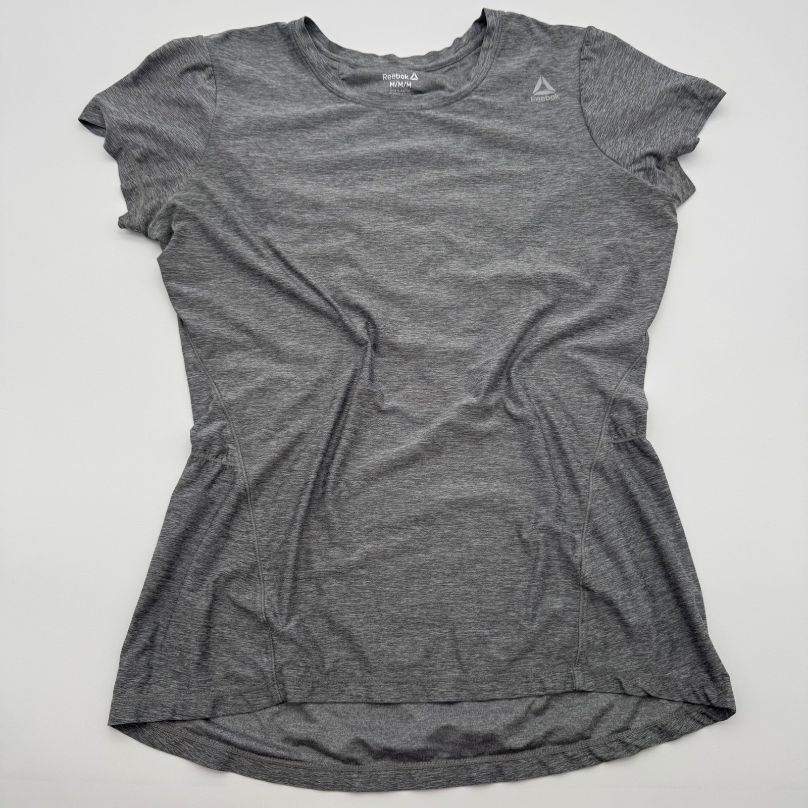Reebok Womens Heather Grey Short Sleeve Activewear Workout T-Shirt Size Medium