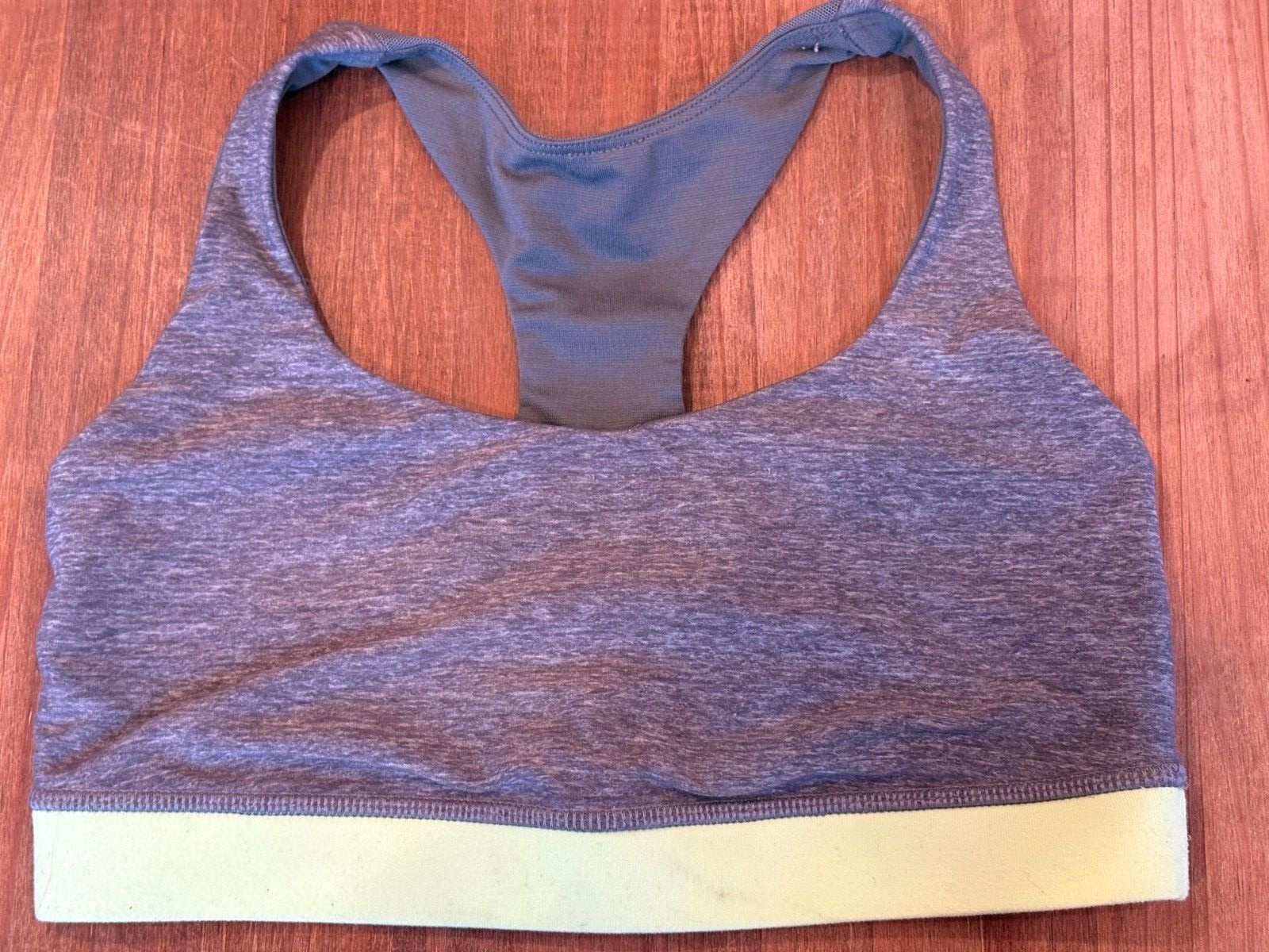 Lululemon Size 6 Bra Top Heather Gray and Lime Green Band