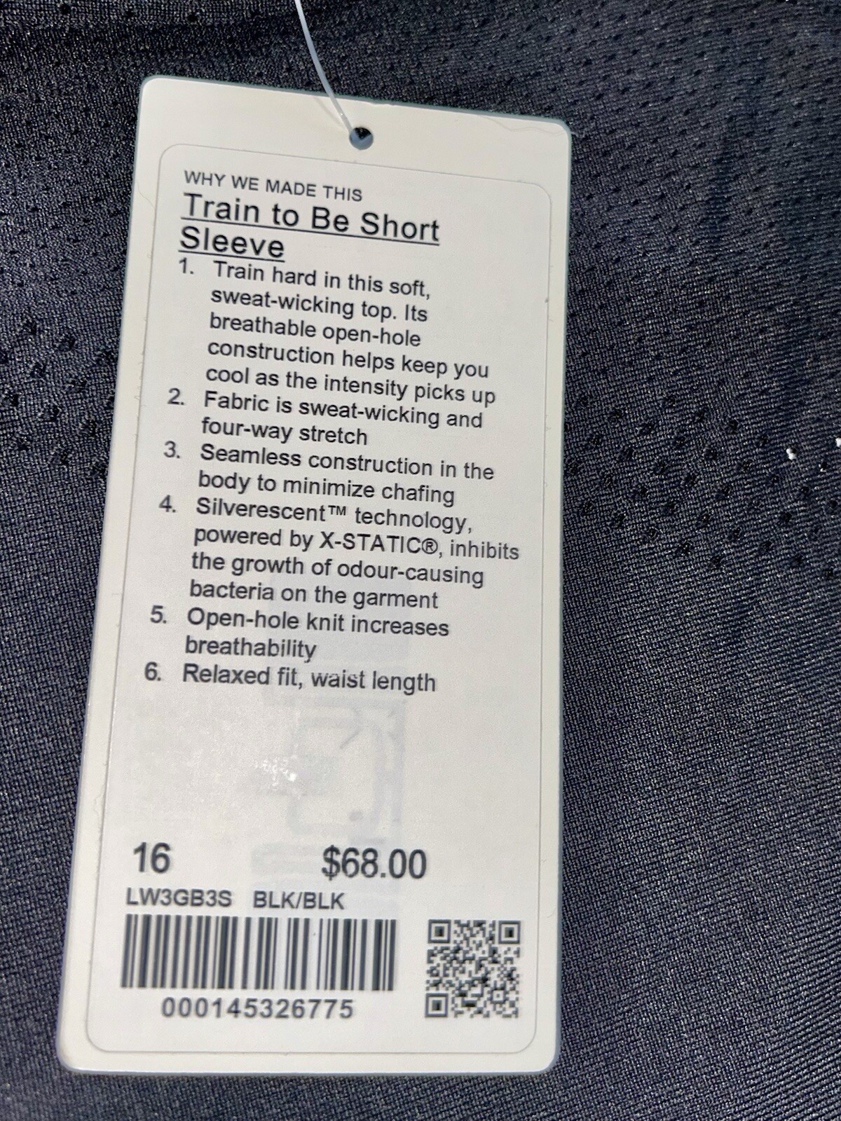 NWT💎LULULEMON💎SIZE 16💎TRAIN TO BE*SHORT SLEEVE💎BLACK💎PERFECT VENTILATED TEE