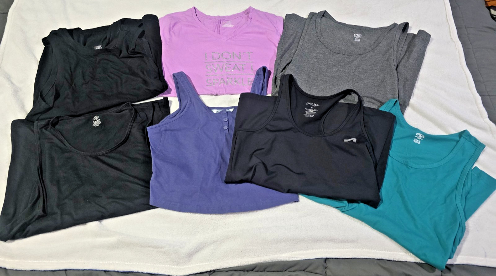Lot Of 7 Women’s Medium Athletic Exercise Tops Shirts Sleeveless Victoria Sport