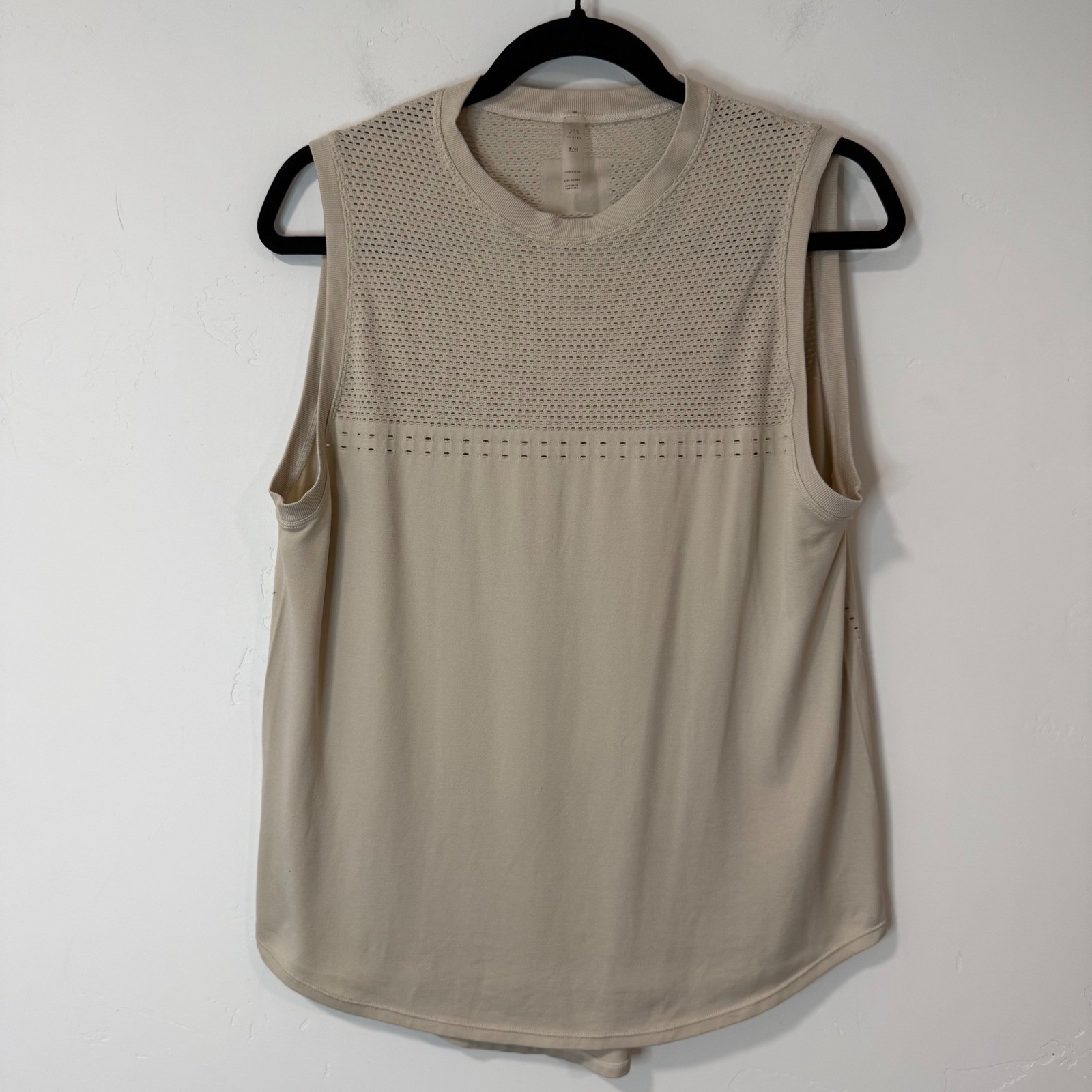 Varley Womens Morro Running Tank Mesh Yoke Sleeveless Activewear Tank Top S/M