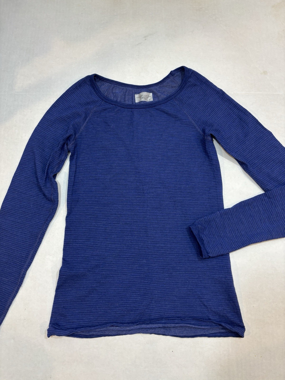 Athleta Wool Blend Stretch Long Sleeve Women’s Top Size Small Striped Blue *read