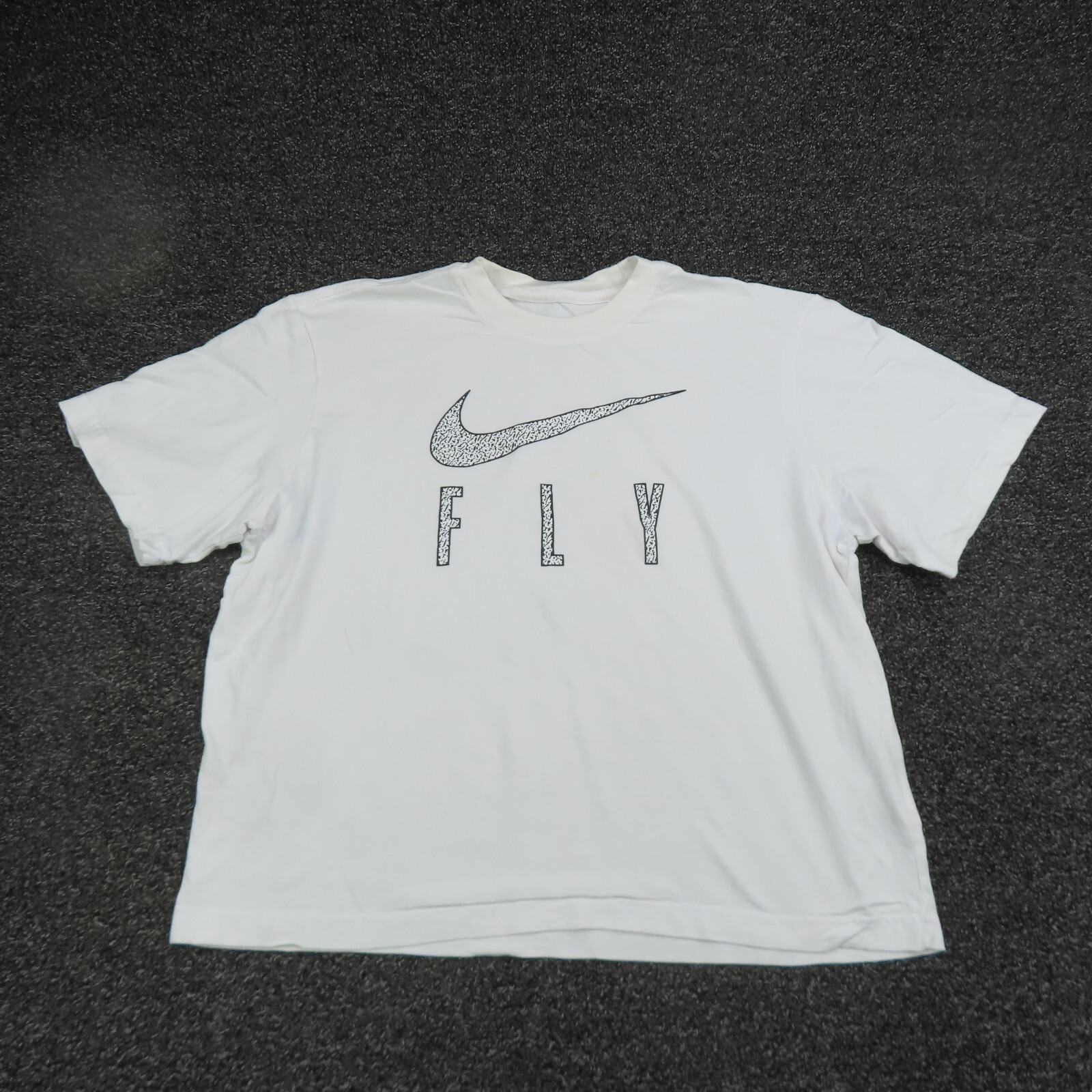 Nike Shirt Womens Small White Cropped Breathable Gym Dri-Fit Fly Ladies