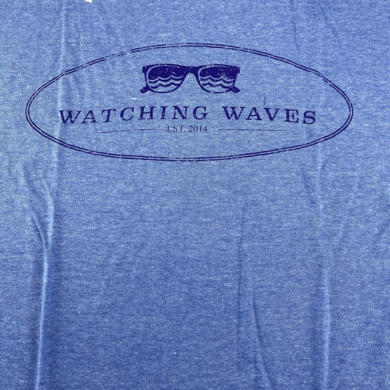 Watching Waves Large Womens Light Blue Tee Shirt Top Private Selection Apparel