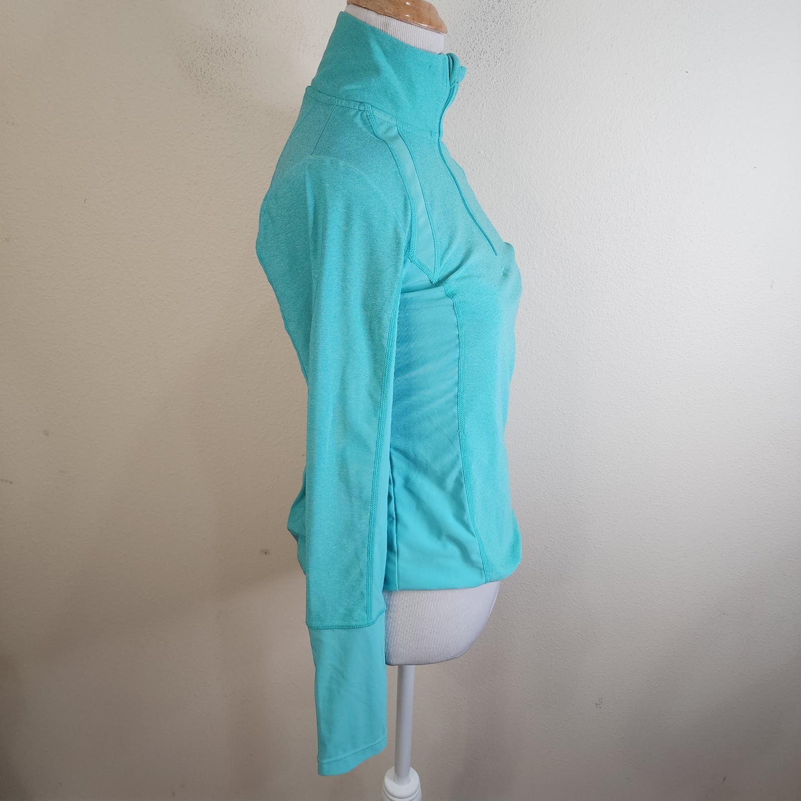 MPG Mondetta Pullover Athletic Long Sleeve Aqua Shirt 1/4 Zip Thumbholes XS