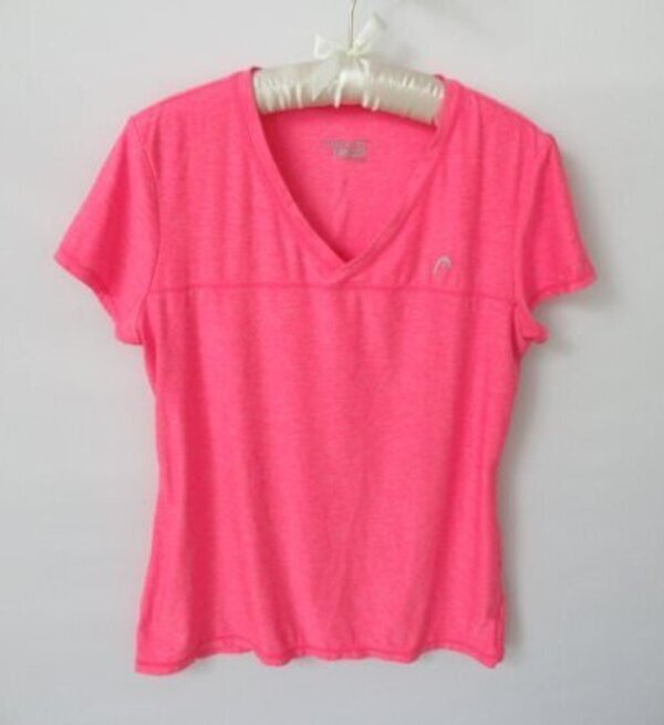 Head pink v-neck short sleeve stretch athletic activewear top *Sz M*