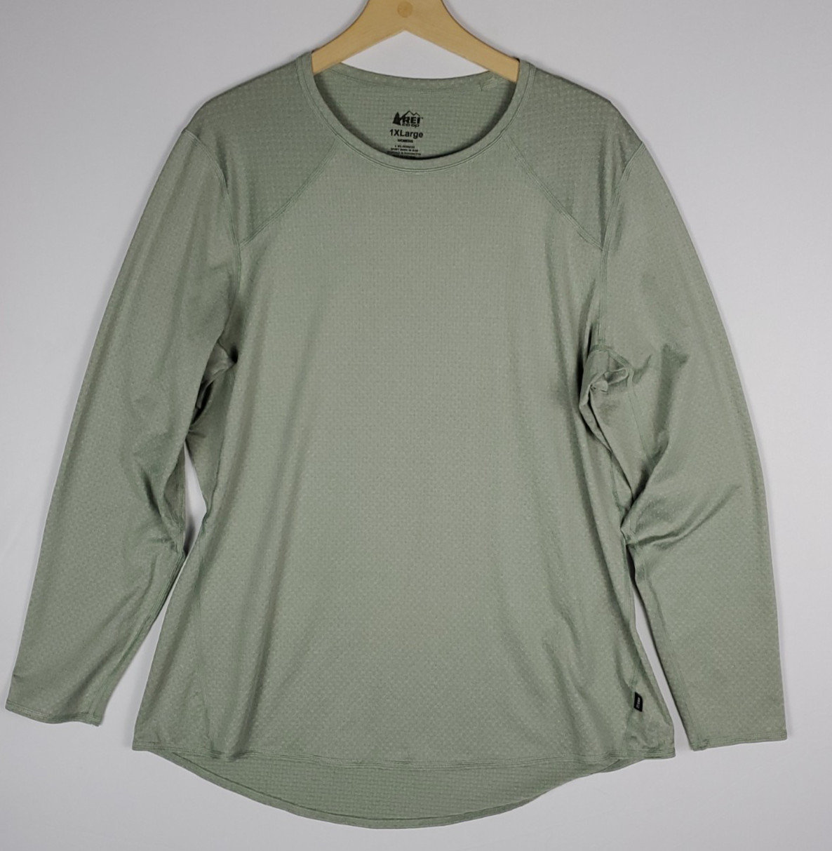REI Co-op Women’s 1X Shirt Sage Green Gray Textured Long Sleeve Hiking Athletic
