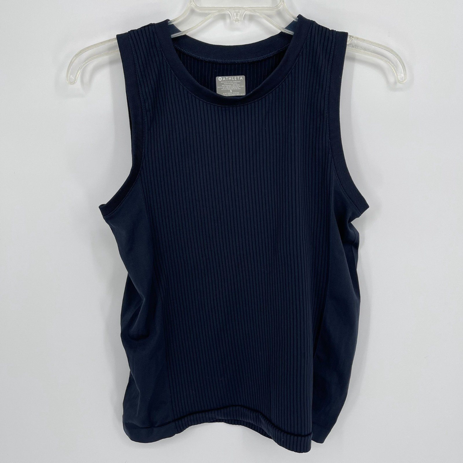 Athleta Women’s Navy Crewneck Sleeveless Ribbed Renew Muscle Tank Top Size S