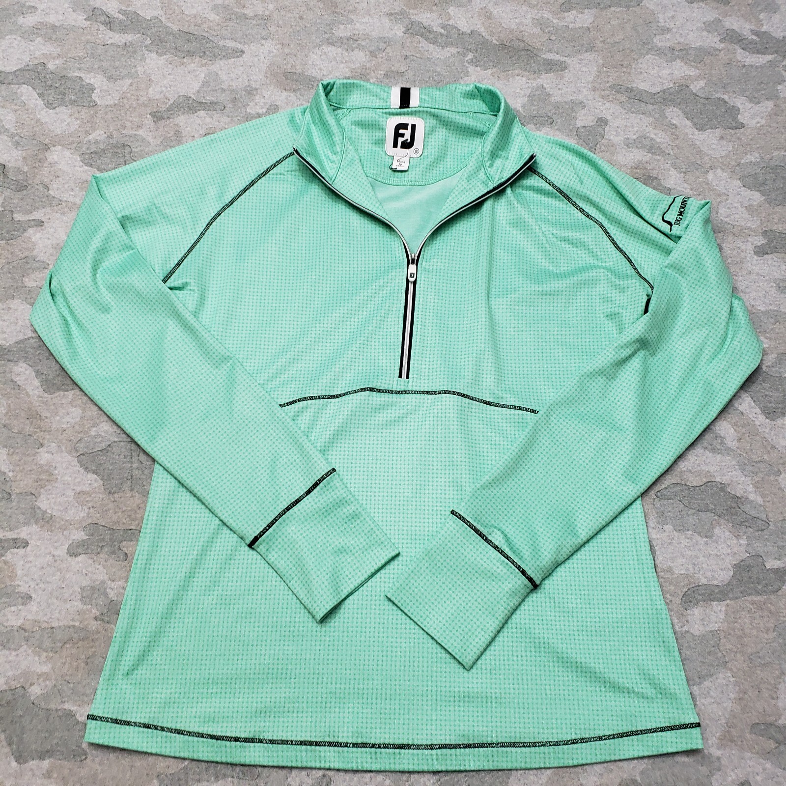 Footjoy Top Womens Small Green Quarter Zip Long Sleeve Branded Golf