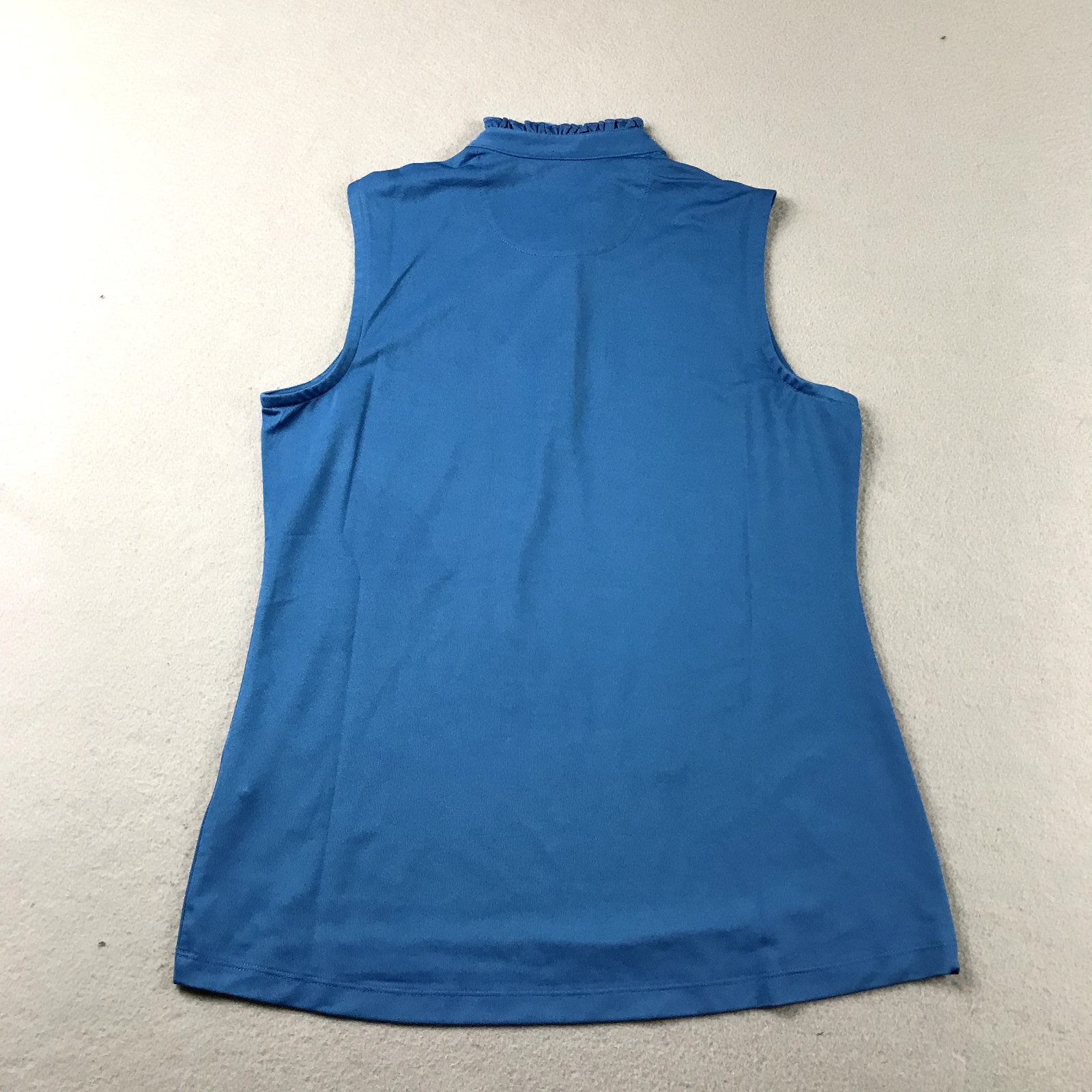 Greg Norman Shirt Womens Medium Blue Play Dry Raffled Polo Sleeveless NWT