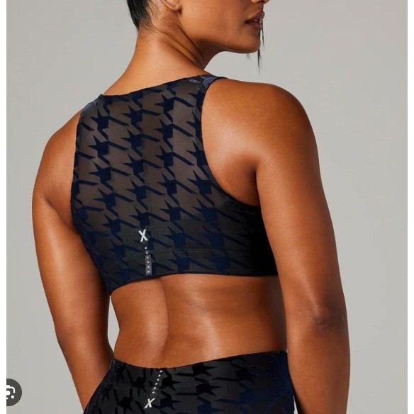 Savage X Fenty Risqué Taker Houndstooth Medium-Impact Sports Bra –Black –Small