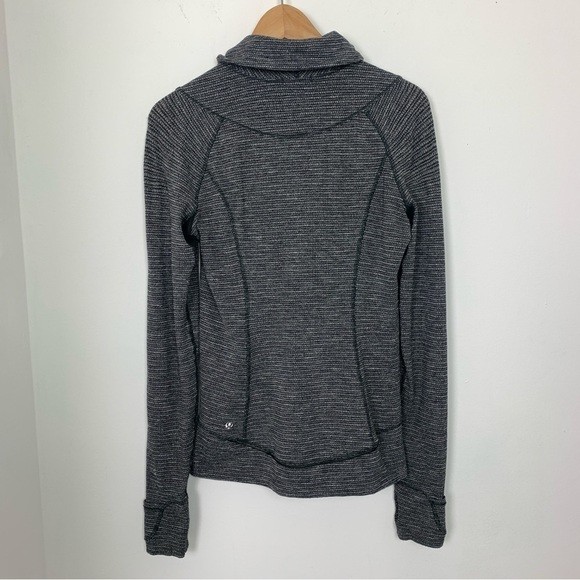 Lululemon Think Fast Pullover Sz 6 Mini Check Pique Heathered Black Yoga Run