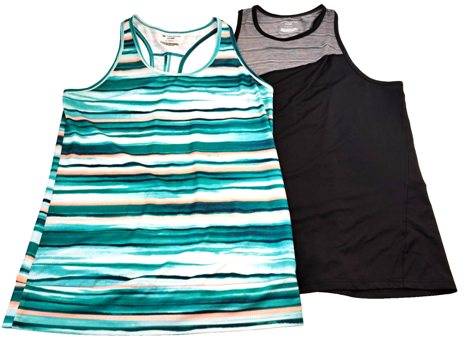 DryTek Tank Tops (2) Women’s M Racerback Black / Multi Tennis Pickleball