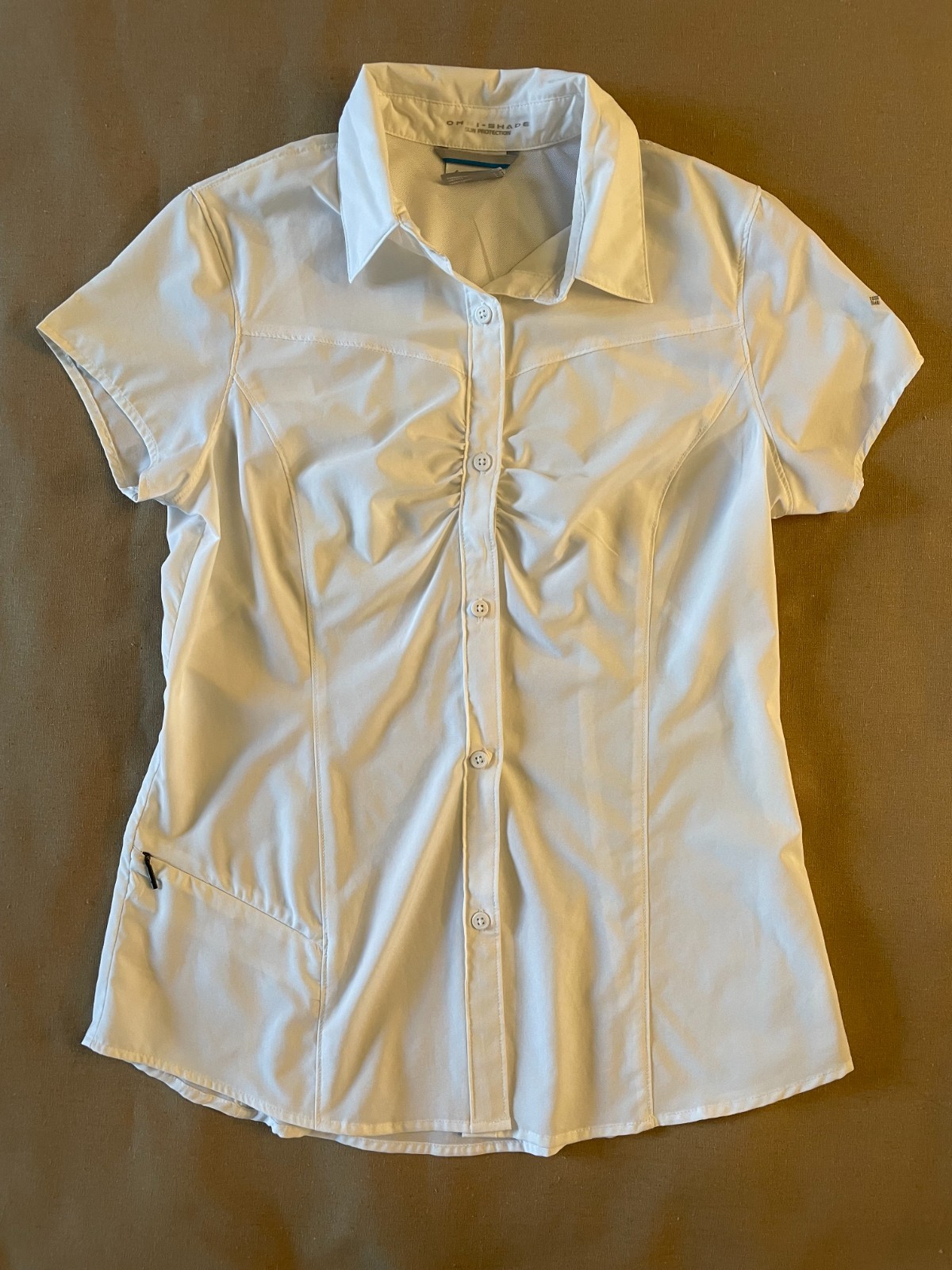 Columbia Shirt Omni-Shade Sun Protection Sz S White UVA/UVB Beach Hiking Travel