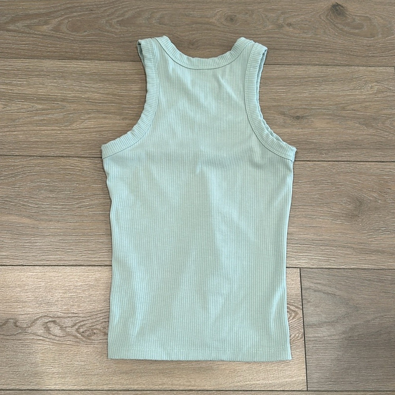 SAVVI Sage Green Ribbed Polyester Layer Workout Active Casual Tank Top Size S