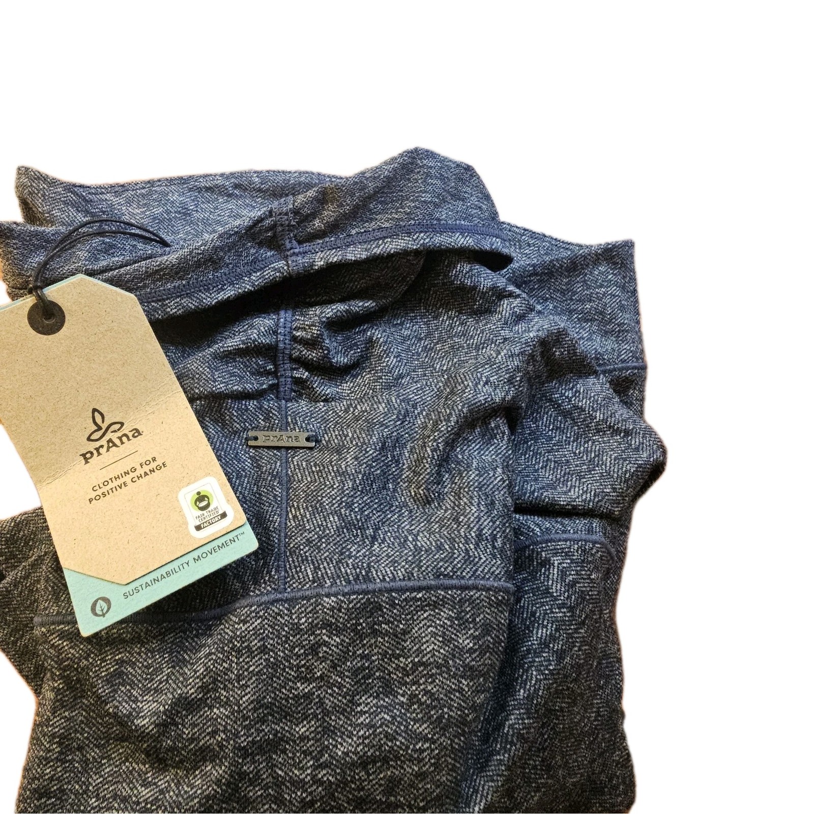 Prana Funnel Neck Herringbone Nautical Knit Sleeve Crop Top Sz Xl Activewear Nwt